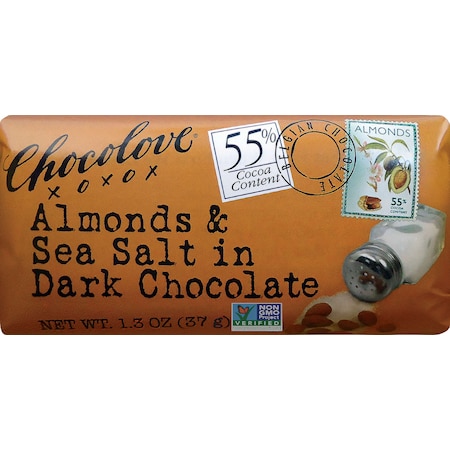 Chocolove Chocolove Almonds & Sea Salt Dark Chocolate Bar 1.3 oz. Bars, PK144 5155